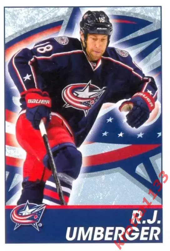 Наклейка #59 R.J. Umberger Columbus Blue Jackets для альбома PANINI NHL 2013-14