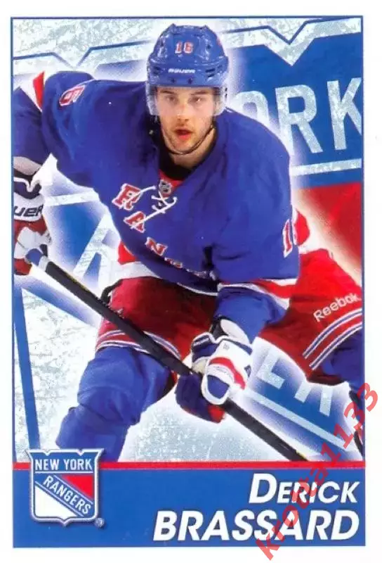 Наклейка #117 Derick Brassard New York Rangers для альбома PANINI NHL 2013-2014