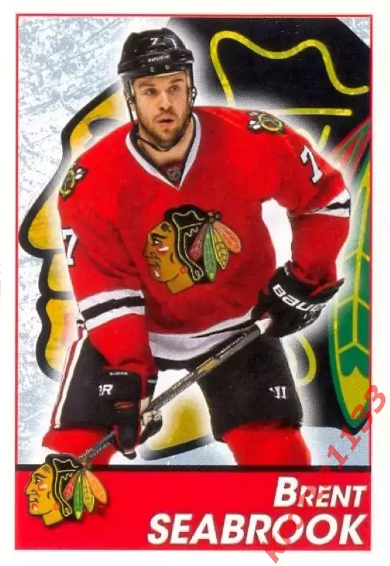 Наклейка #193 Brent Seabrook Chicago Blackhawks для альбома PANINI NHL 2013-2014