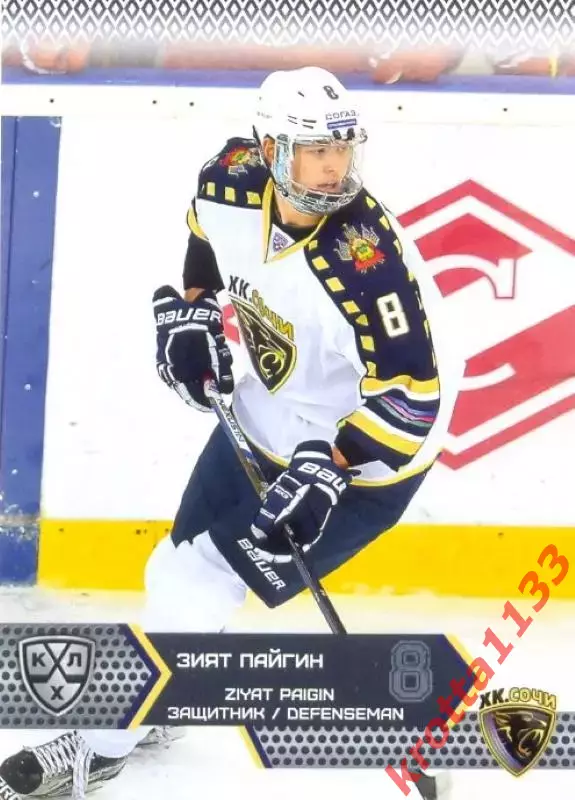Зият Пайгин ХК Сочи SeReal Карточки КХЛ 2015-2016