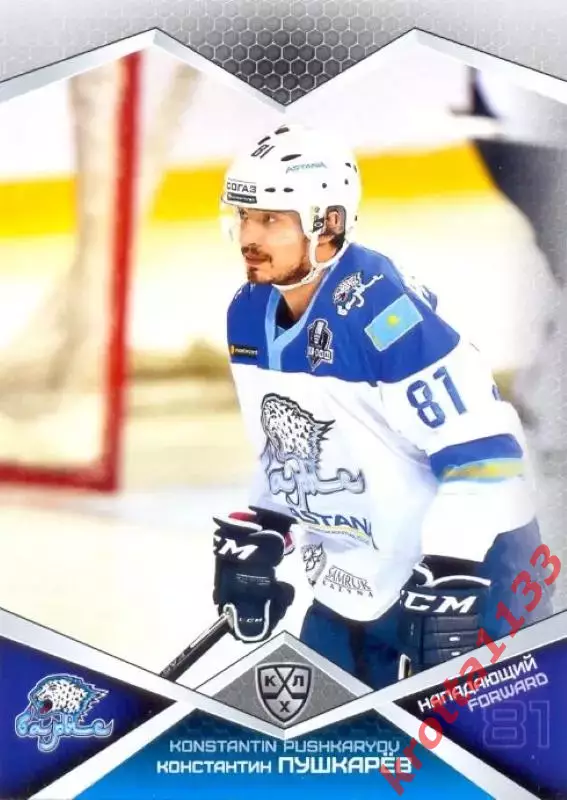 Константин Пушкарёв Барыс Астана SeReal Карточки КХЛ 2016-2017