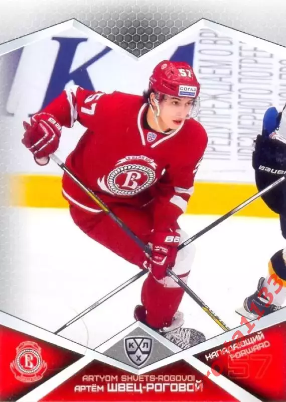 Артём Швец-Роговой Витязь Московская область SeReal Карточки КХЛ 2016-2017