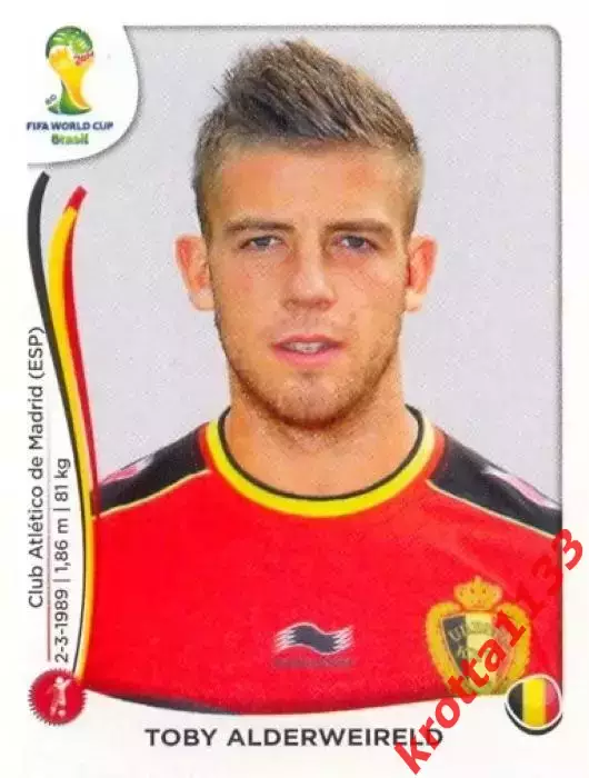 Наклейка #568 Toby Alderweireld для альбома PANINI Чемпионат Мира 2014