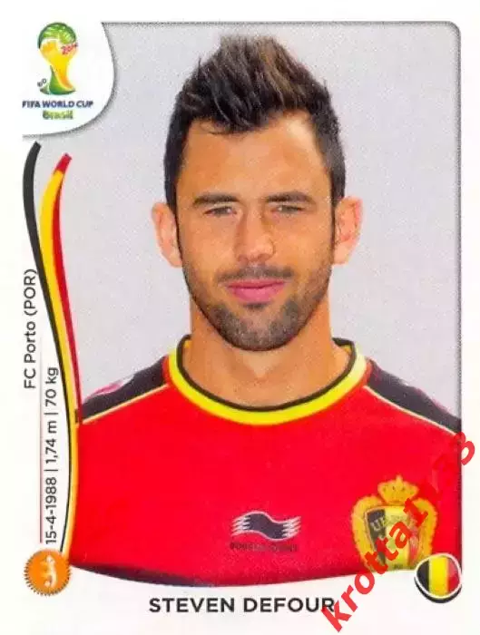 Наклейка #572 Steven Defour для альбома PANINI Чемпионат Мира 2014