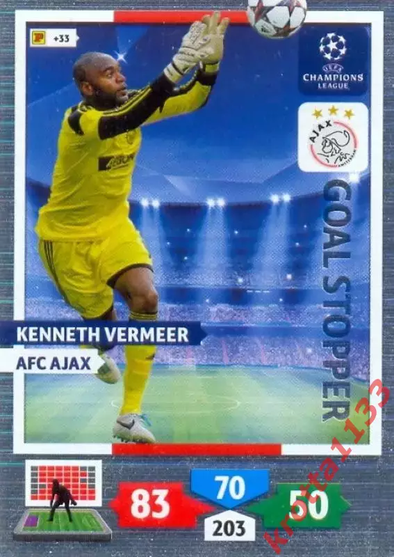 Kenneth Vermeer AFC Ajax PANINI Лига Чемпионов УЕФА 2013-2014