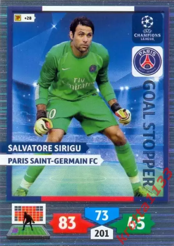 Salvatore Sirigu Paris Saint-Germain FC PANINI Лига Чемпионов УЕФА 2013-2014