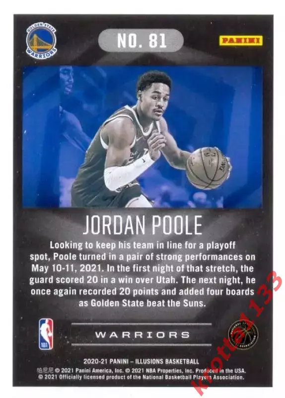 Jordan Poole Golden State Warriors PANINI Illusions Basketball 2020-2021 1