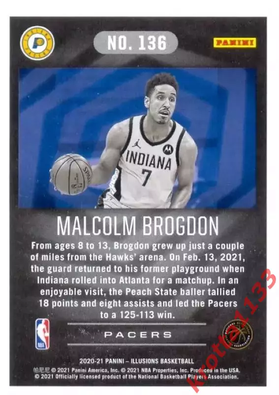 Malcolm Brogdon Indiana Pacers PANINI Illusions Basketball 2020-2021 1
