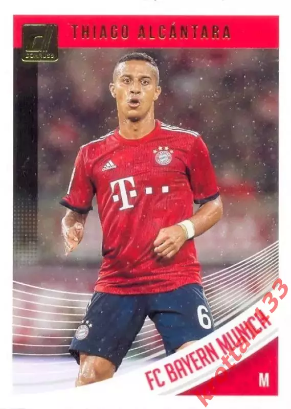 Карточка #20 Thiago Alcantara FC Bayern Munich PANINI Donruss Soccer 2018-2019