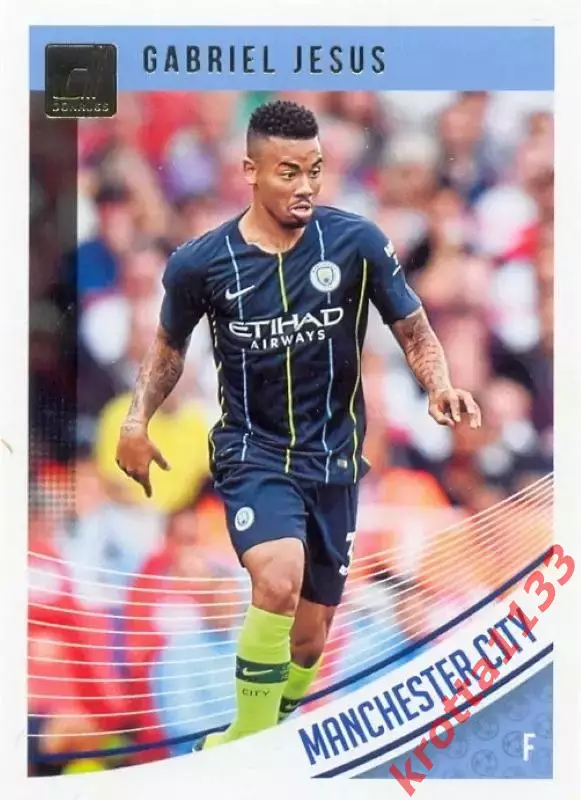 Карточка #38 Gabriel Jesus Manchester City PANINI Donruss Soccer 2018-2019