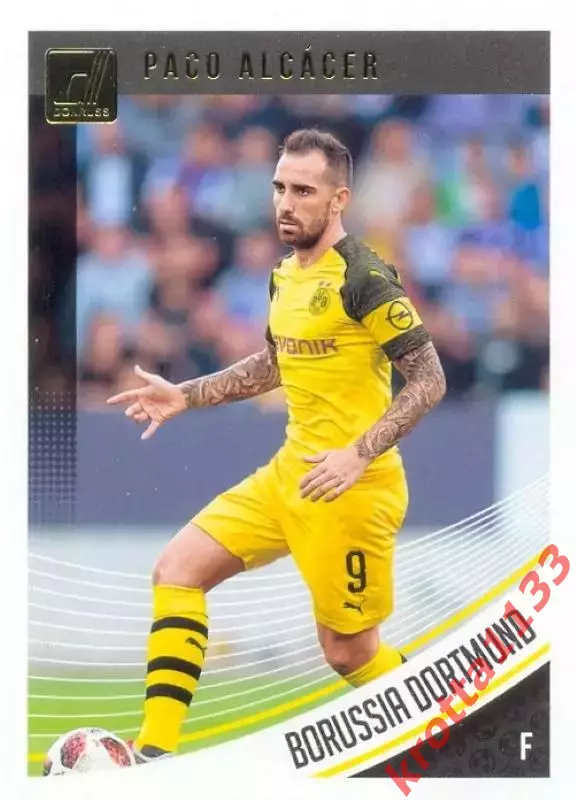 Карточка #64 Paco Alcacer Borussia Dortmund PANINI Donruss Soccer 2018-2019