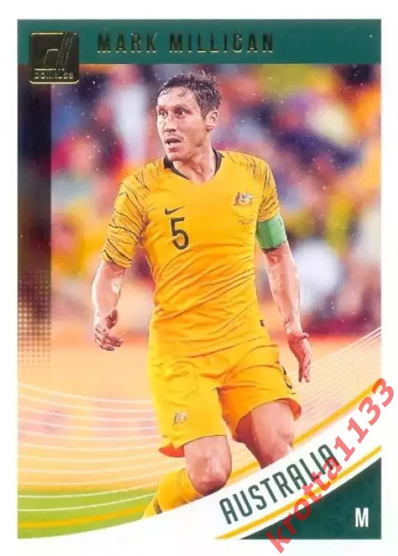 Карточка #97 Mark Milligan Australia PANINI Donruss Soccer 2018-2019
