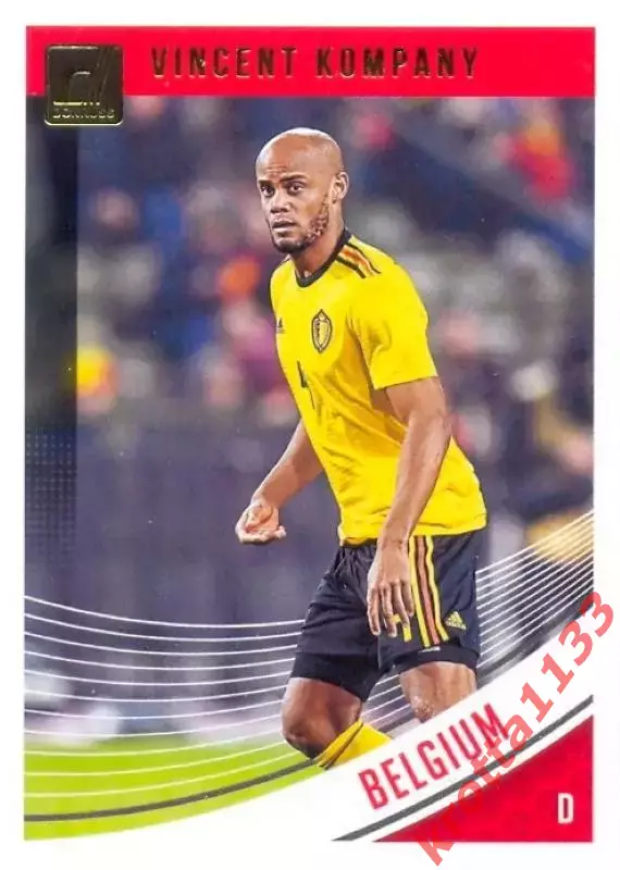 Карточка #103 Vincent Kompany Belgium PANINI Donruss Soccer 2018-2019