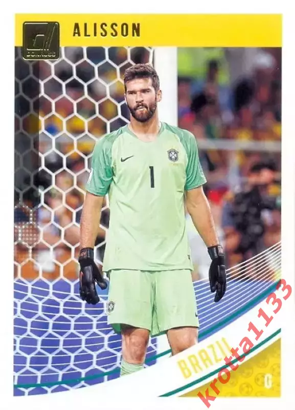 Карточка #110 Alisson Brazil PANINI Donruss Soccer 2018-2019