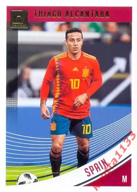 Карточка #165 Thiago Alcantara Spain PANINI Donruss Soccer 2018-2019