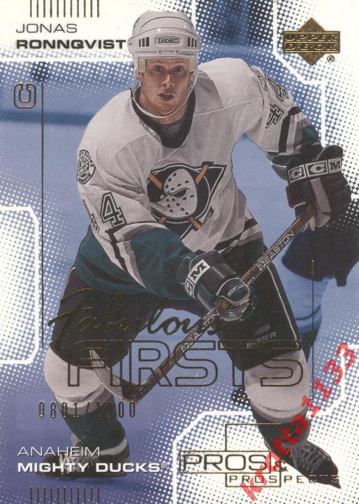 Jonas Ronnqvist Anaheim Ducks Upper Deck Pros & Prospects 2000-2001