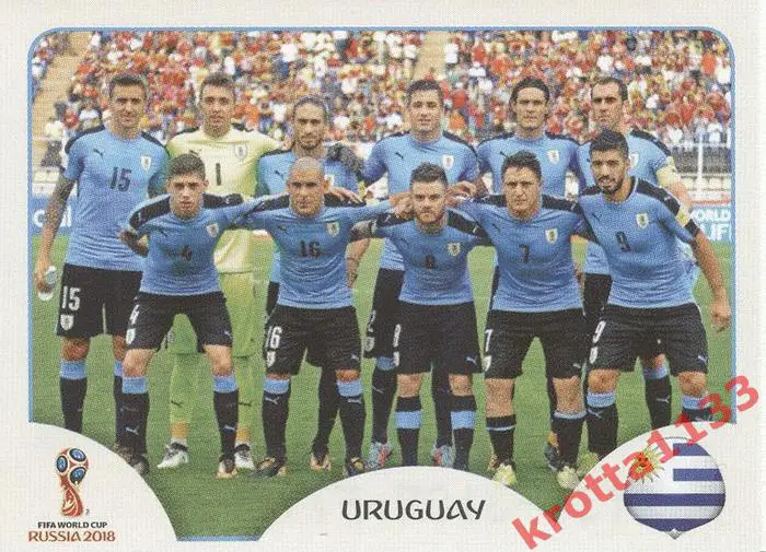 Наклейка #93 Team Photo Uruguay для альбома PANINI Чемпионат Мира 2018