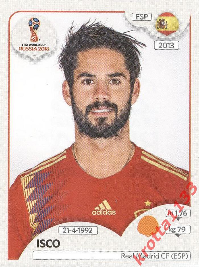 Наклейка #143 Isco Spain для альбома PANINI Чемпионат Мира 2018