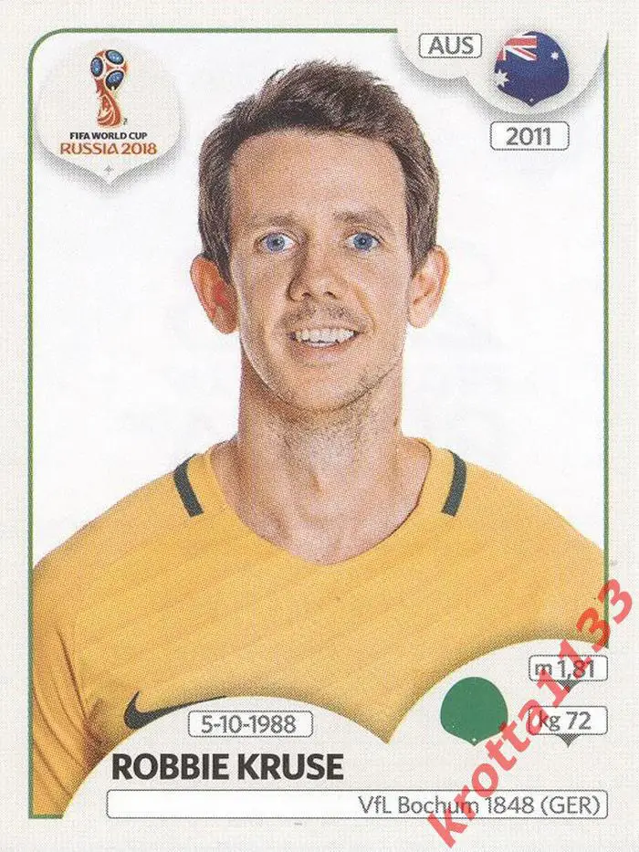 Наклейка #231 Robbie Kruse Australia для альбома PANINI Чемпионат Мира 2018