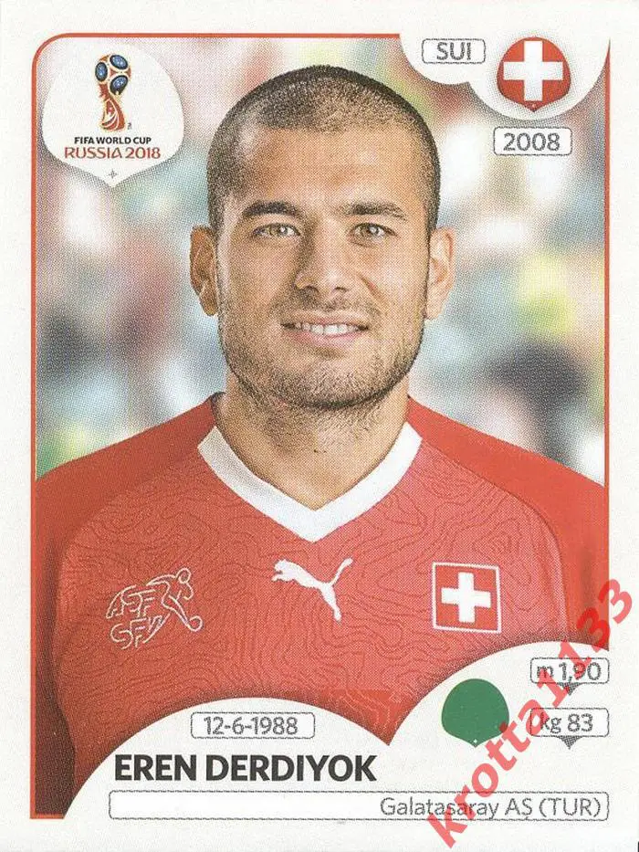 Наклейка #391 Eren Derdiyok Switzerland для альбома PANINI Чемпионат Мира 2018