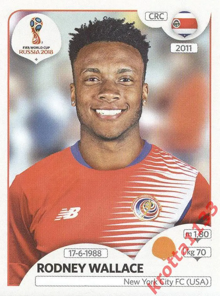 Наклейка #408 Rodney Wallace Costa Rica для альбома PANINI Чемпионат Мира 2018
