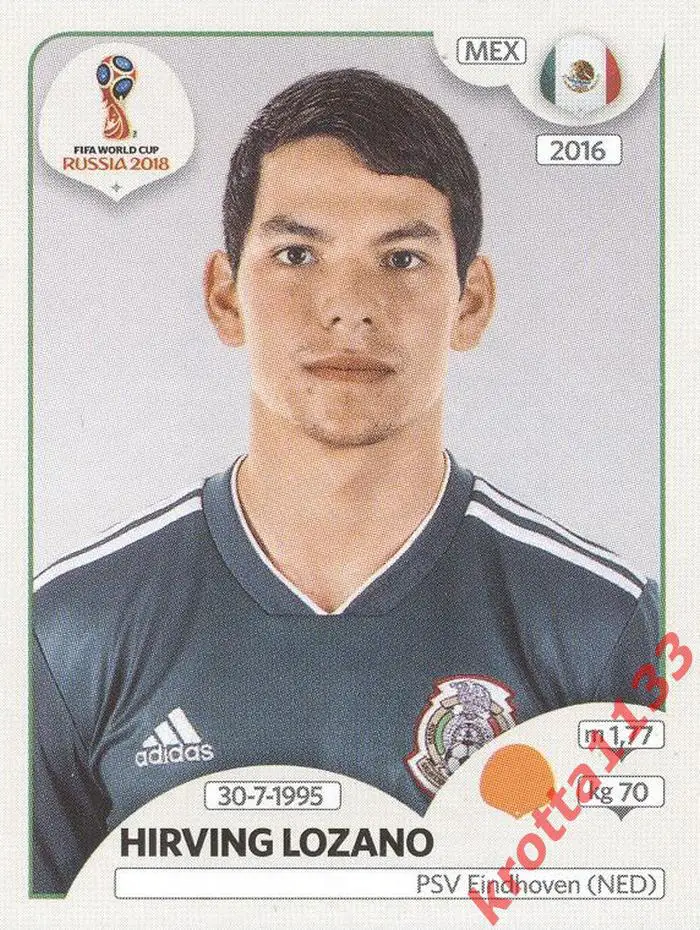 Наклейка #467 Hirving Lozano Mexico для альбома PANINI Чемпионат Мира 2018