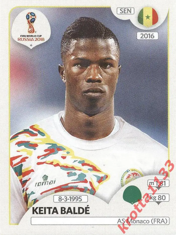 Наклейка #628 Keita Balde Senegal для альбома PANINI Чемпионат Мира 2018
