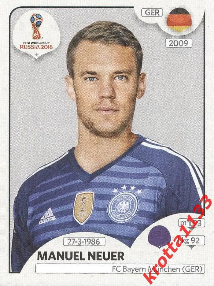 Наклейка #434 Manuel Neuer Germany для альбома PANINI Чемпионат Мира 2018