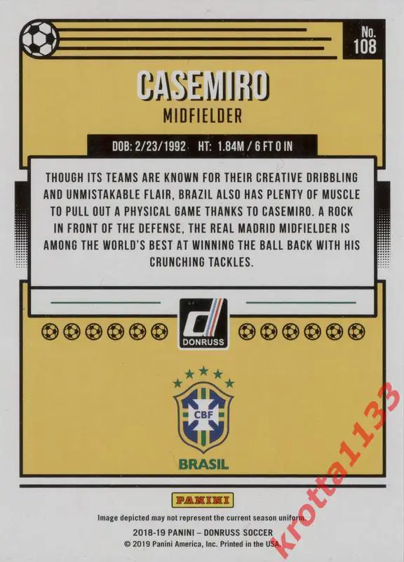 Casemiro (Brazil) PANINI Donruss Soccer 2018-2019 1
