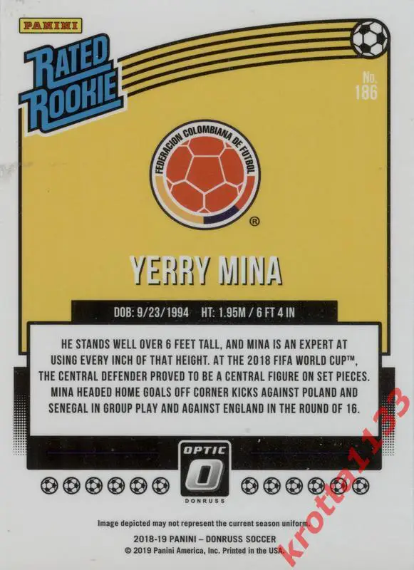Yerry Mina (Colombia) PANINI Donruss Soccer 2018-2019 1