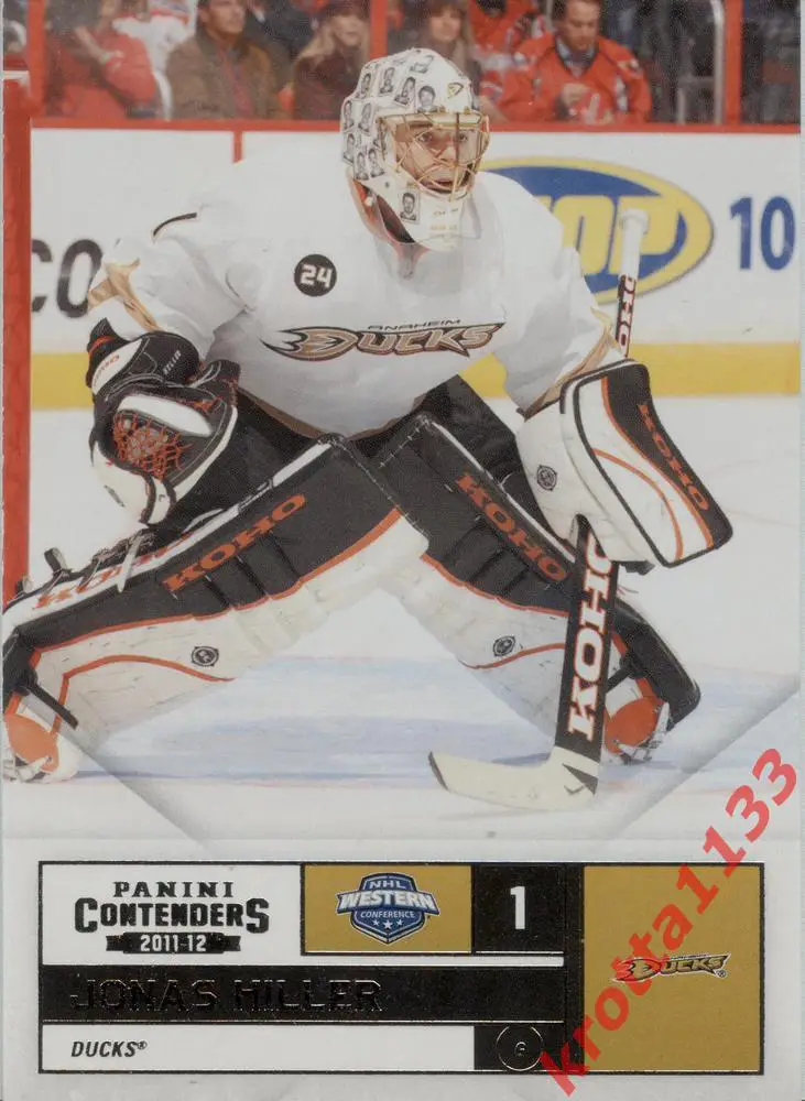 Jonas Hiller Anaheim Ducks PANINI Contenders 2011-2012
