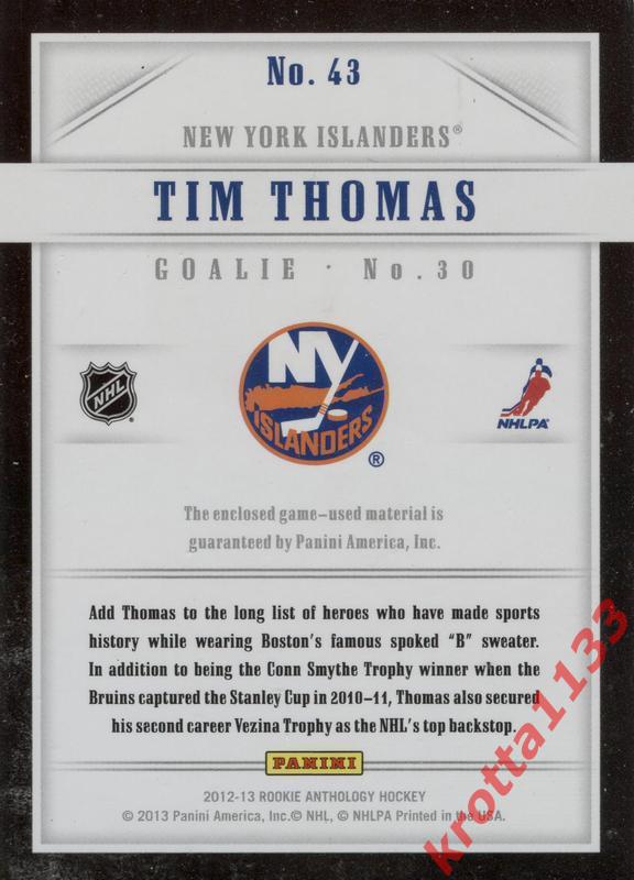 Tim Thomas Boston Bruins 1