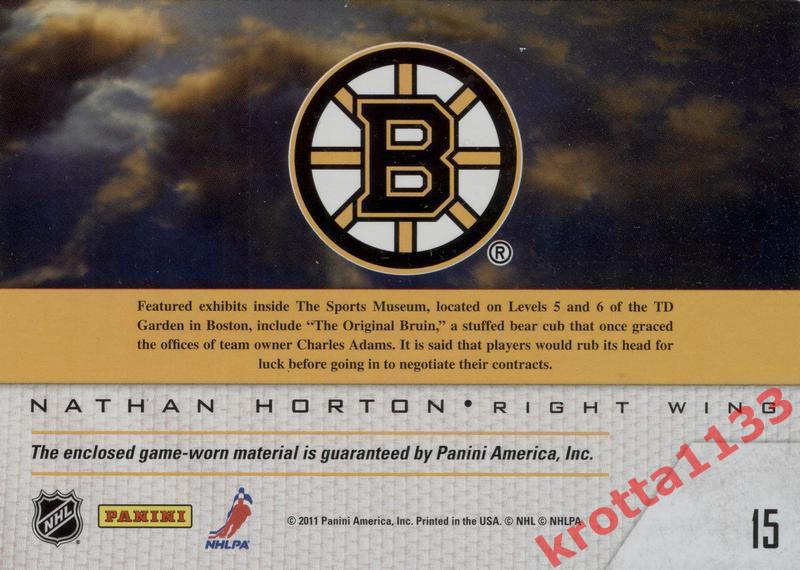 Nathan Horton Boston Bruins PANINI Pinnacle 2011-2012 1