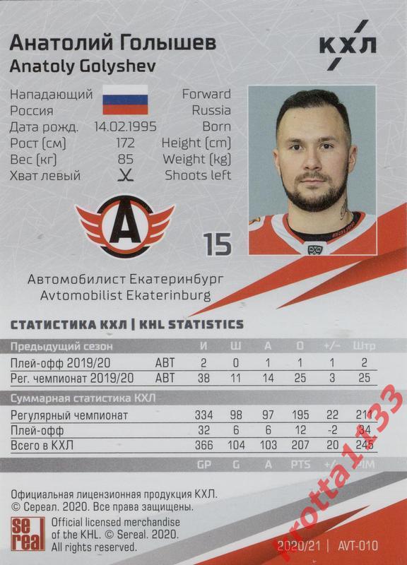 Анатолий Голышев Автомобилист Екатеринбург КХЛ сезон 2020/21 SeReal 1