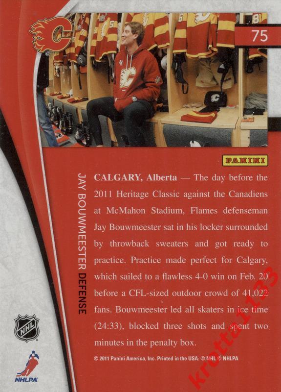 Jay Bouwmeester Calgary Flames PANINI Pinnacle 2011-2012 1