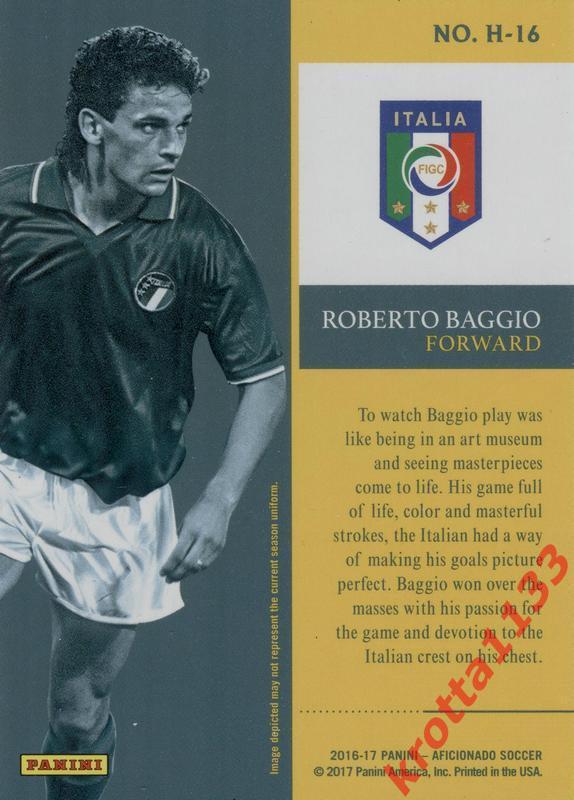 Roberto Baggio Italy PANINI Aficionado Soccer 2017 1