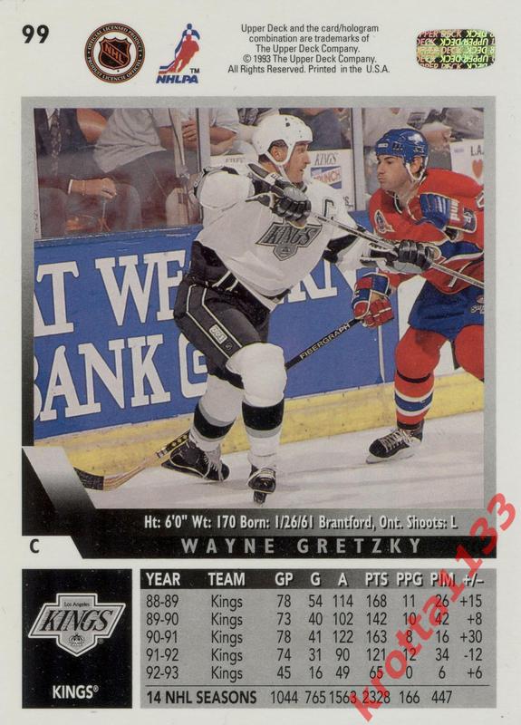Wayne Gretzky Los Angeles Kings Upper Deck Hockey 1993-1994 1