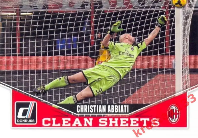 Christian Abbiati AC Milan PANINI Donruss Soccer 2015 Clean Sheets