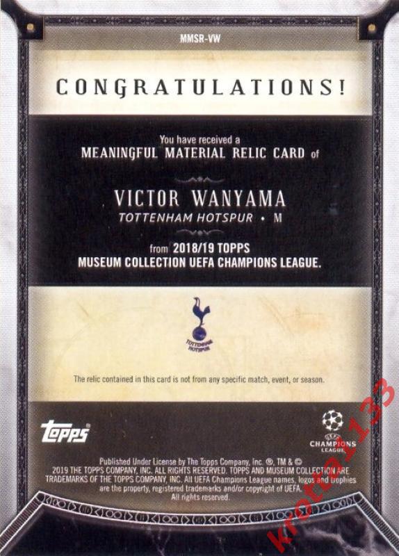 Victor Wanyama Tottenham TOPPS UEFA Champions League Museum Collection 18-19 1