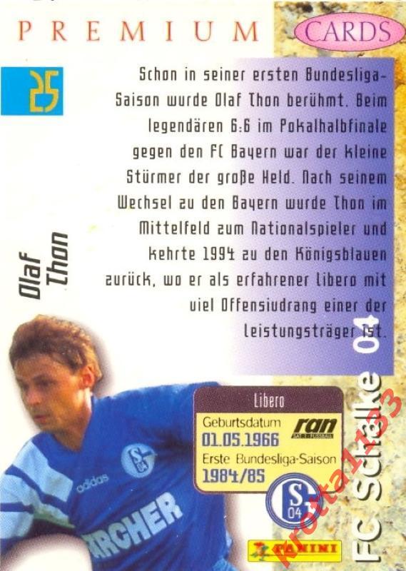 Olaf Thon FC Schalke 04 PANINI Bundesliga Premium 1995-1996 1