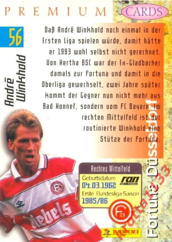 Andrе Winkhold Fortuna Dusseldorf PANINI Bundesliga Premium 1995-1996 1