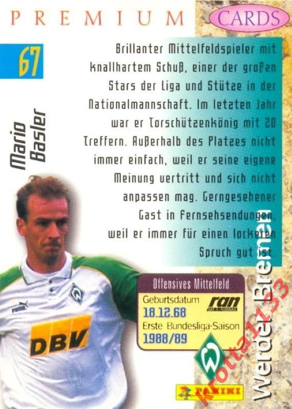 Mario Basler Werder Bremen PANINI Bundesliga Premium 1995-1996 1
