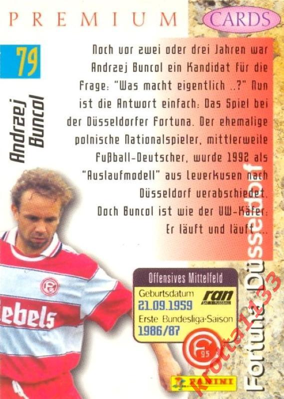 Andrzej Buncol Fortuna Dusseldorf PANINI Bundesliga Premium 1995-1996 1