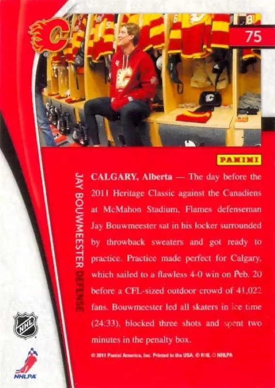 Jay Bouwmeester Calgary Flames PANINI Pinnacle 2011-2012 1