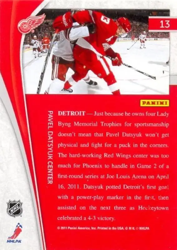 Pavel Datsyuk Detroit Red Wings PANINI Pinnacle 2011-2012 1