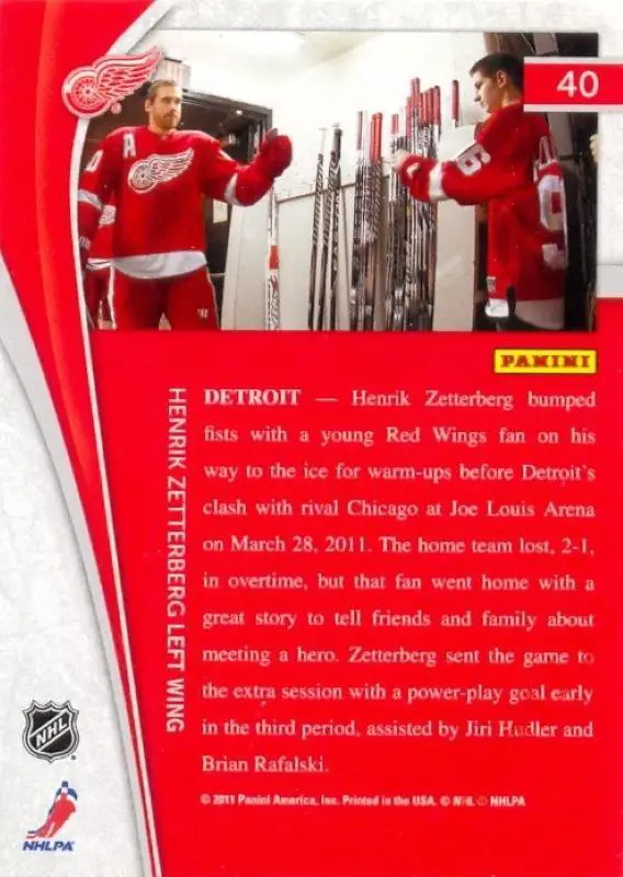Henrik Zetterberg Detroit Red Wings PANINI Pinnacle 2011-2012 1