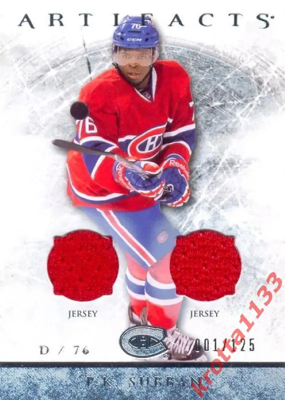 P.K. Subban Montreal Canadiens Upper Deck Artifacts 2012-2013