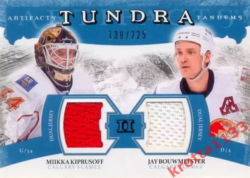 Miikka Kiprusoff / Jay Bouwmeester Calgary Flames Upper Deck Artifacts 2011-2012