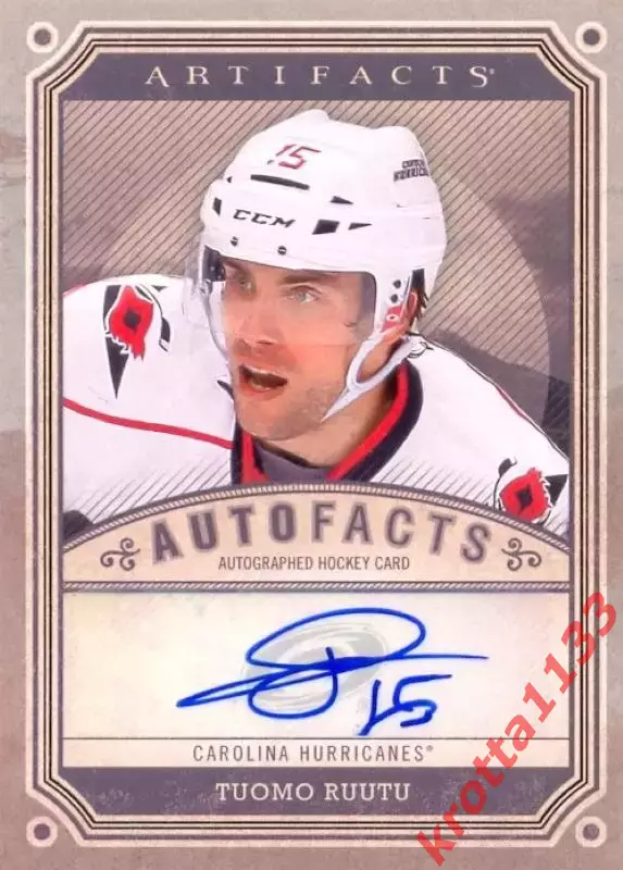 Tuomo Ruutu Carolina Hurricanes Upper Deck Artifacts 2013-2014