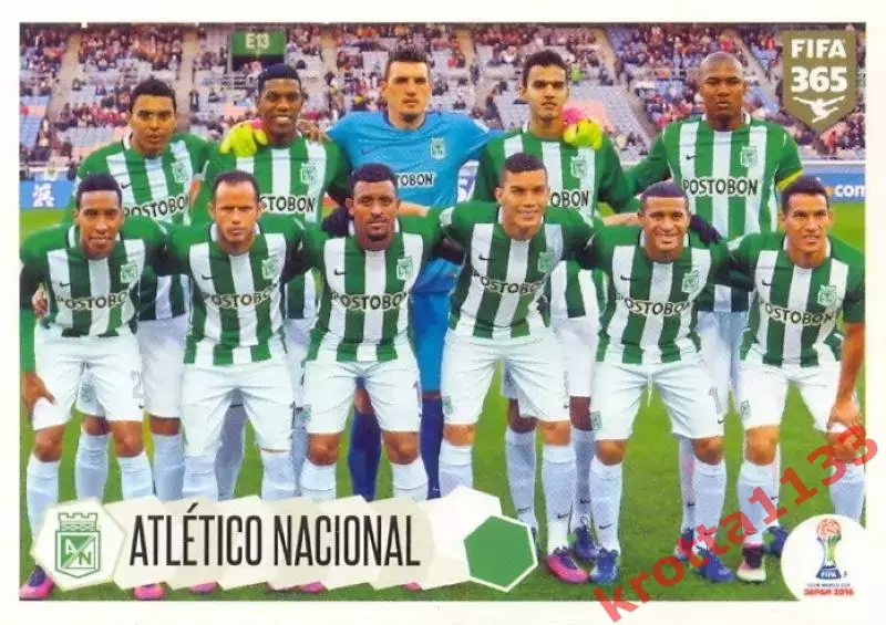 Наклейка #514 Atletico Nacional - Team для альбома PANINI FIFA 365: 2017-2018